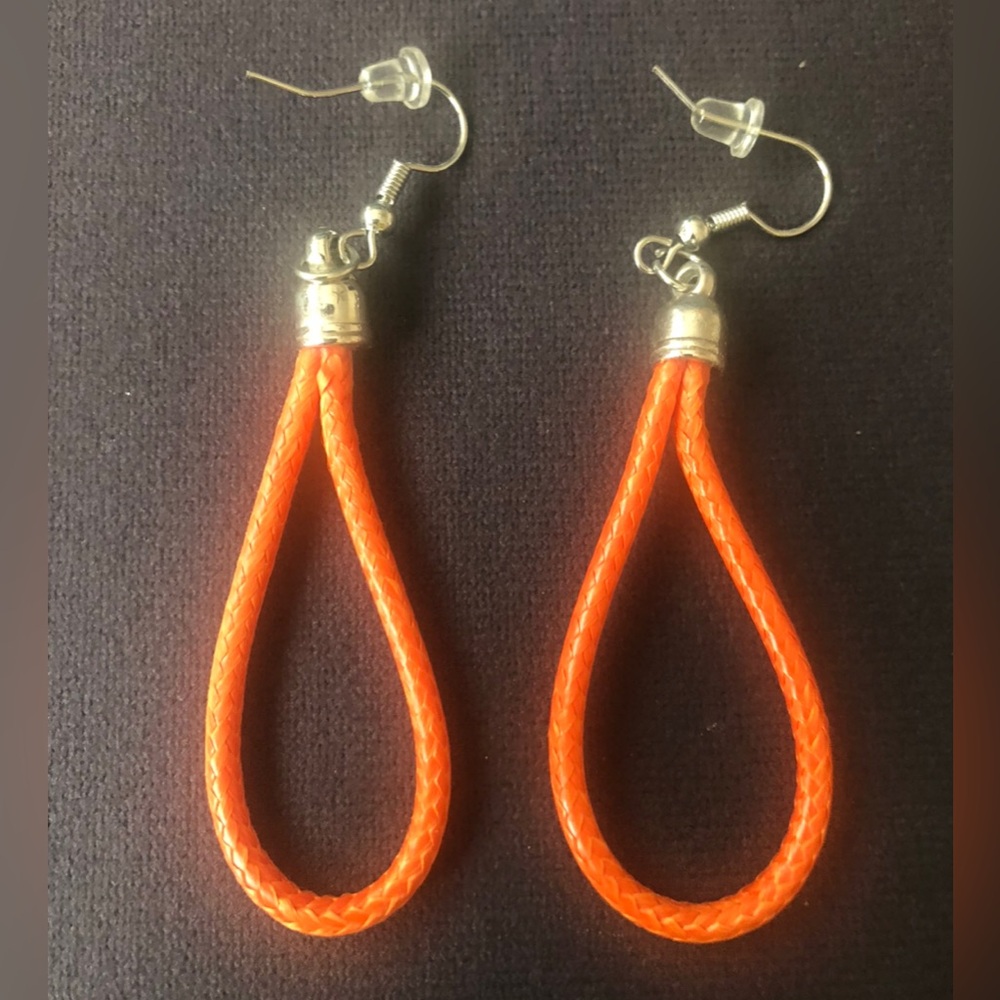Women's Orange Teardrop Loop Earrings - Fashion Accessory